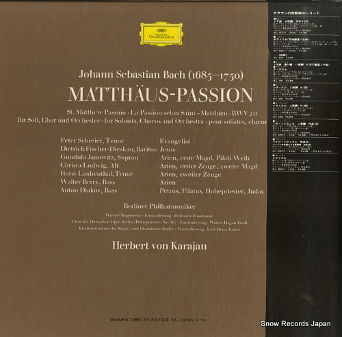 KARAJAN, HERBERT VON bach; matthaus-passion MG8173/6