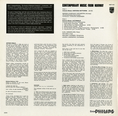 BIBALO, ANTONIO antonio bibalo; sinfonia notturna / contemporary music from norway 6507015