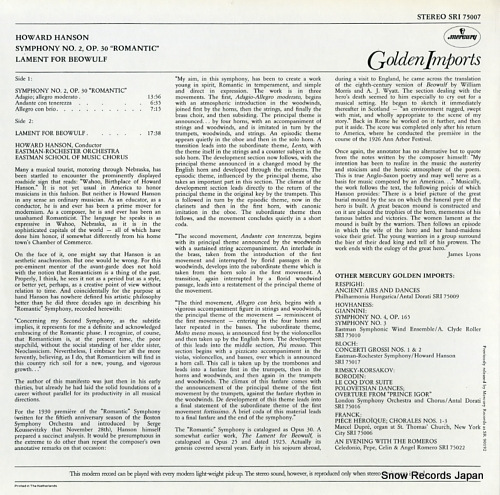 HANSON, HOWARD howard hanson; symphony no.2, op.30 