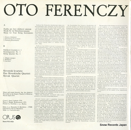 THE SLOVAK QUARTET oto ferenczy; hudba pre styri slacikove nastroje 91110324
