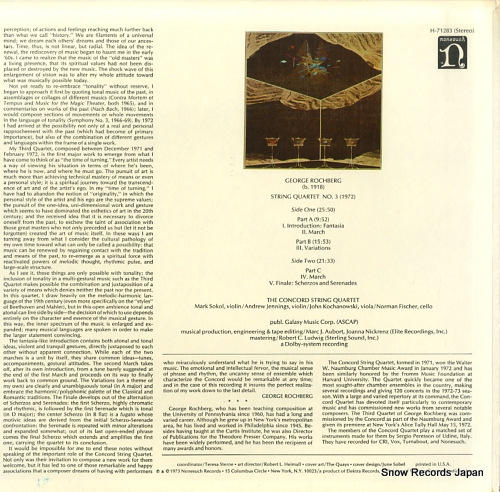 󥳡ɸڻͽ george rochberg; string quartet no.3 H-71283