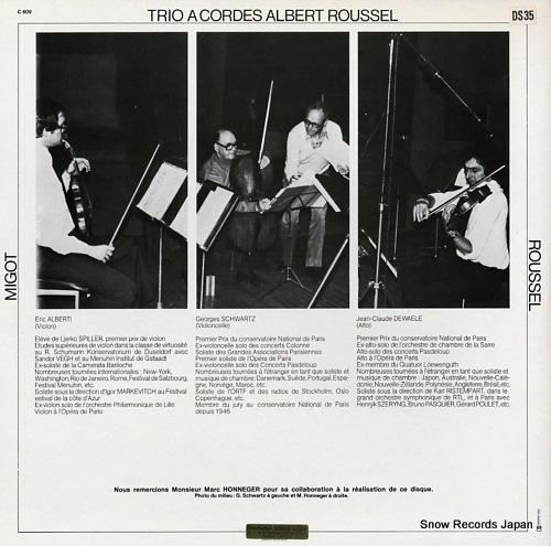 TRIO A CORDES ALBERT ROUSSEL migot/roussel; trio pour violon, alto et violoncelle C609