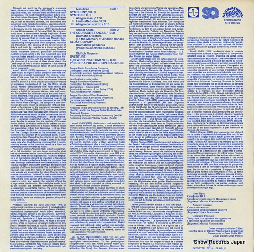 KONVALINKA, MILOS ivan jirko; symphony no.3 14102855 - back cover