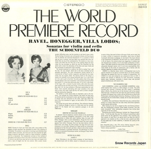 SCHOENFELD DUO, THE the world premiere record EVEREST3243 / SDBR3243