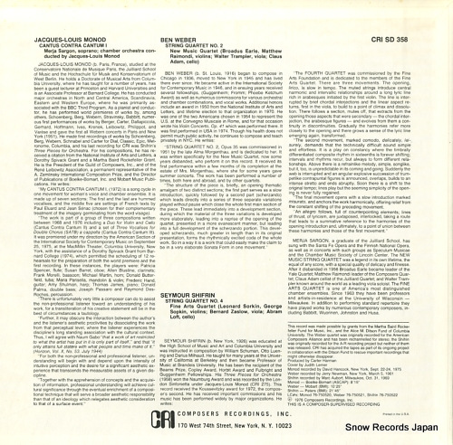 V/A monod; cantus contra cantum 1 CRISD358 - back cover