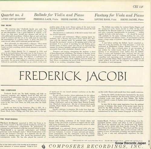 V/A jacobi; string quartet no.3 CRI146