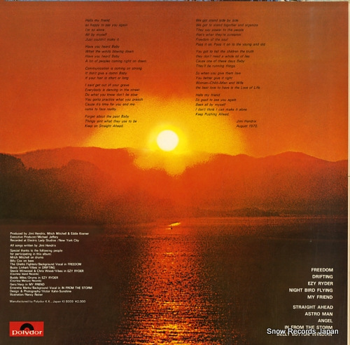 HENDRIX, JIMI the cry of love MPA7007