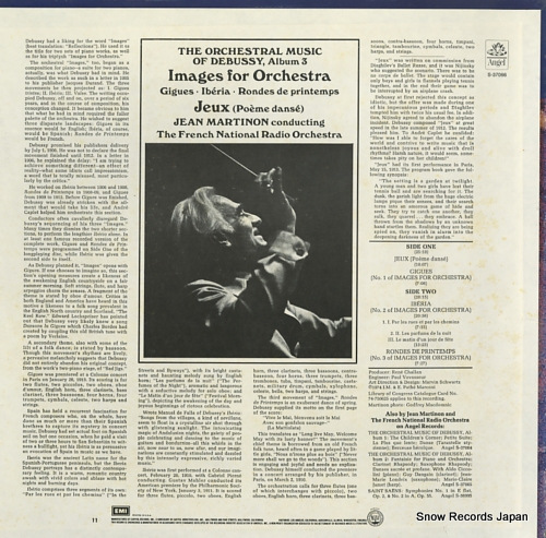MARTINON, JEAN the orchestral music of debussy album 3 S-37066