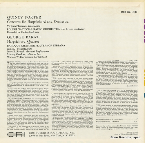 KRENZ, JAN porter; concerto for harpsichord and orchestra CRISD226
