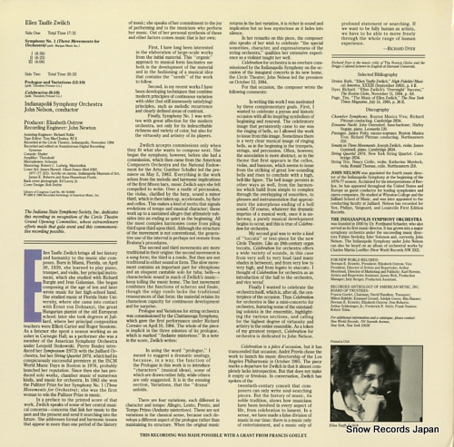 NELSON, JOHN zwilich; symphony no.1(three movements for orchestra) NW336