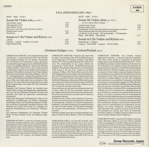 EDINGER, CHRISTIANE hindemith; violinsonaten 6.42531