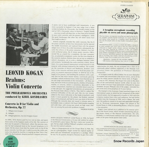 KOGAN, LEONID brahms; violin concerto S-60059
