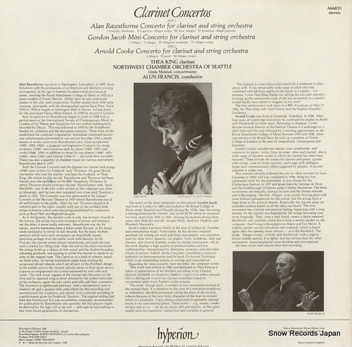 KING, THEA clarinet concertos A66031