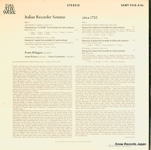 BRUGGEN, FRANS italian recorder sonatas SAWT9518-AEX/SAWT-9518