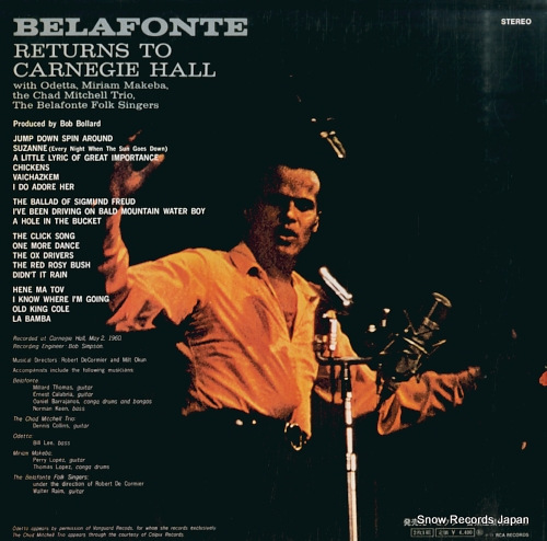BELAFONTE, HARRY belafonte returns to carnegie hall RCA-5127-28