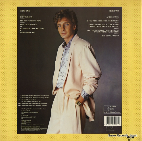 MANILOW, BARRY manilow PL87044 - back cover
