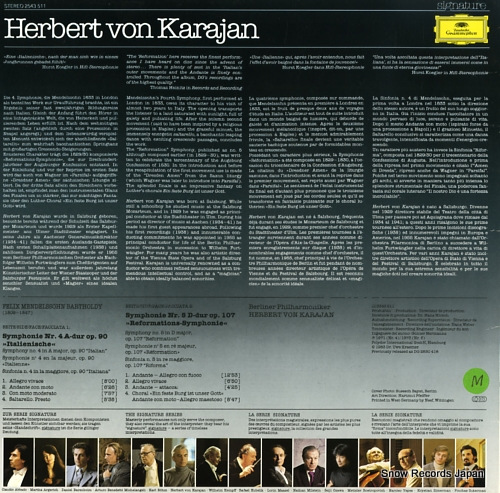 KARAJAN, HERBERT VON mendelssohn; symphony nr.4 a-dur op.90 