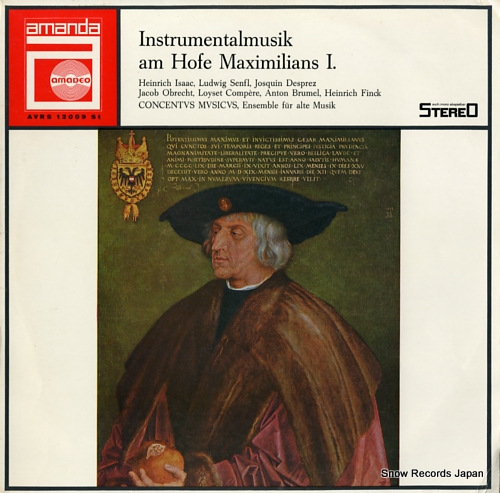 CONCENTVS MVSICVS instrumentalmusik am hofe maximilian 1. AVRS12009 - front cover