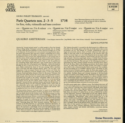 QUADRO AMSTERDAM telemann; paris quartets nos.2.3.5 SAWT9523-A