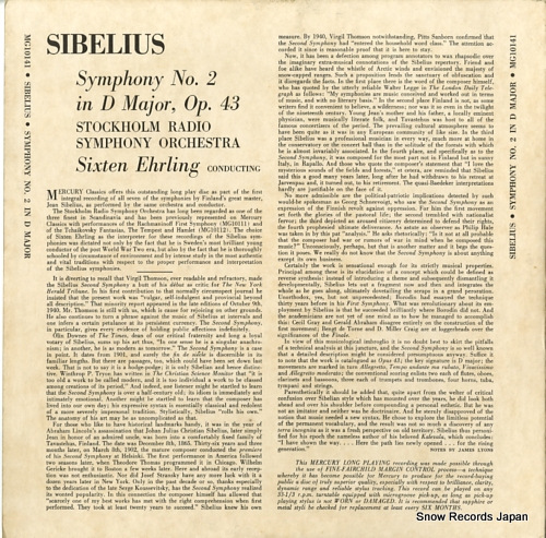 ƥ󡦥 sibelius; symphony no.2 in d major op.43 MG10141