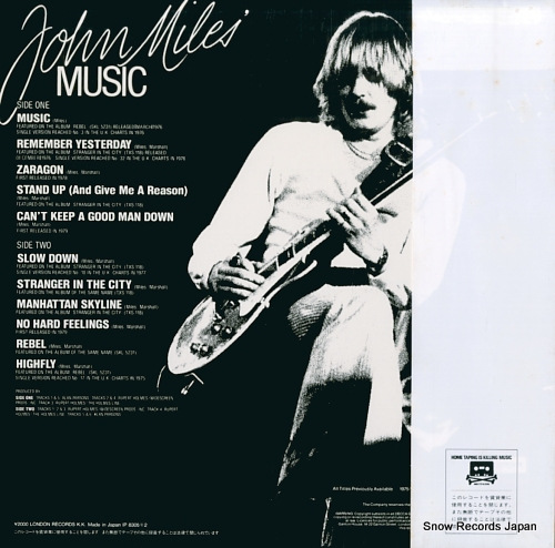 MILES, JOHN john miles' music L20P1124 - back cover