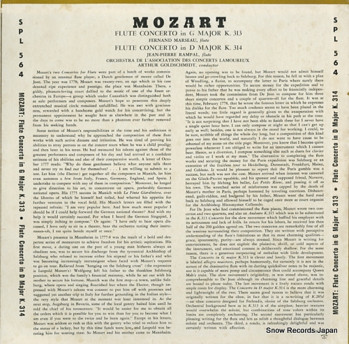 GOLDSCHMIDT, ARTHUR mozart; concerto no.1 in g major k-313 SPL564