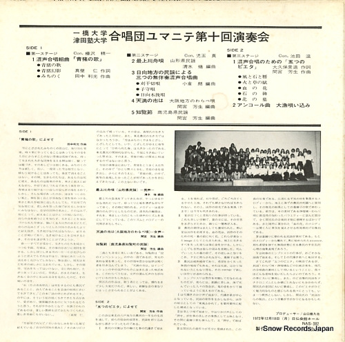HITOTSUBASHI DAIGAKU / TSUDAJUKU DAIGAKU dasshodan yumanite dai10kai ensokai NAS382 - back cover