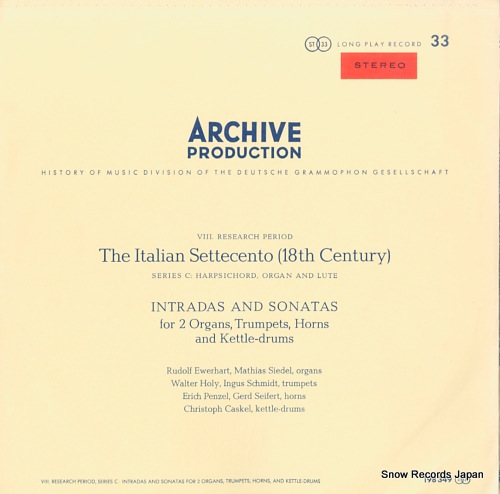 V/A intradas and sonatas for 2 organs, trumpets, horns and kettle-drums 198349