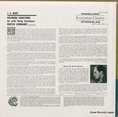 LEONHARDT, GUSTAV bach; goldberg variations SRV-175SD