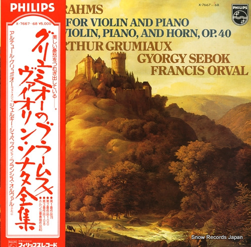 GRUMIAUX, ARTHUR brahms; sonata for piano and violin no.1 in g major op.78 X-7667-68
