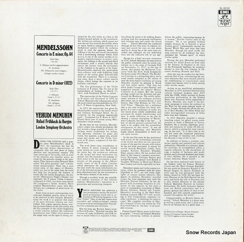 MENUHIN, YEHUDI mendelssohn; concerto in e minor, op.64 RL-32102