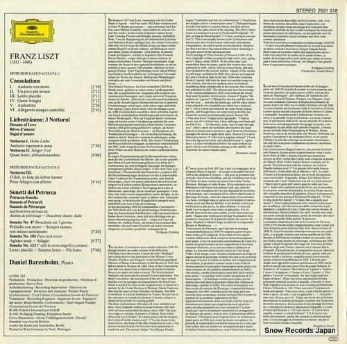 BARENBOIM, DANIEL liszt; liebestraume 2531318