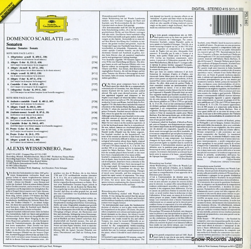 WEISSENBERG, ALEXIS scarlatti; sonaten 415511-1