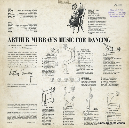 ARTHUR MURRAY TV DANCE ORCHESTRA, THE arthur murray's music for dancing LPM-1909