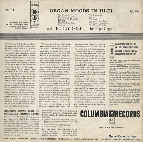 COLE, BUDDY organ moods in hi-fi CL874