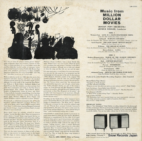 FIEDLER, ARTHUR music from million dollar movies LM-2380