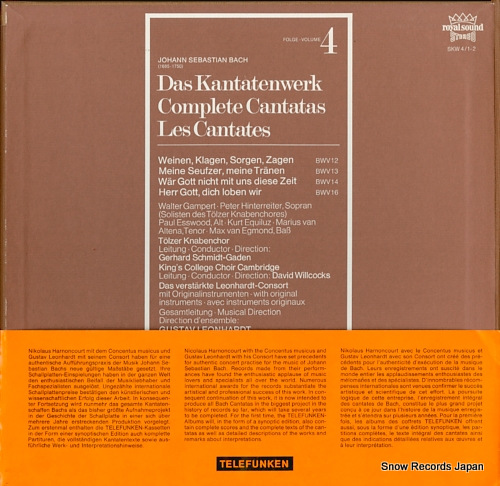 LEONHARDT, GUSTAV bach; complete cantatas volume 4 ISKW-41/2/SKW4/1-2 - back cover
