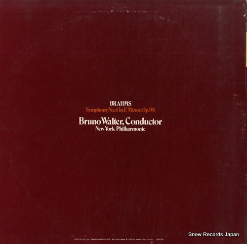 WALTER, BRUNO brahms; symphony no.4 15AC671