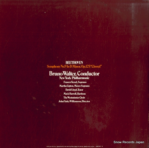 WALTER, BRUNO beethoven; symphony no.9 