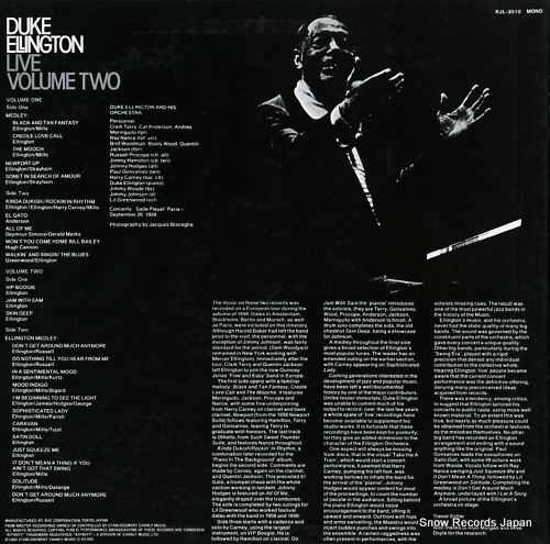 ELLINGTON, DUKE live volume two RJL-3010