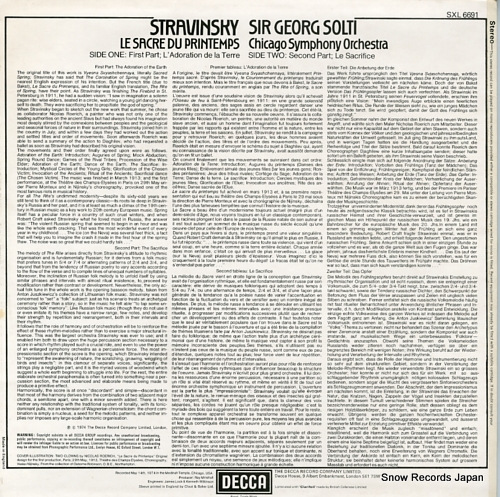 SOLTI, GEORG stravinsky; le sacre du printemps SXL6691
