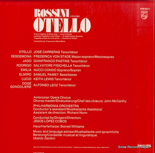 CARRERAS, JOSE rossini; otello 6769023 - back cover