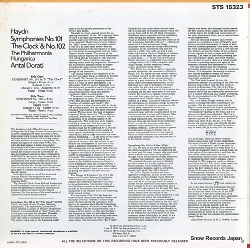 󥿥롦ɥƥ haydn; symphonies no.101 'the clock' & no.102 STS15323