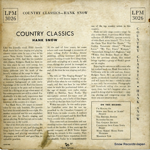 SNOW, HANK country classics LPM3026