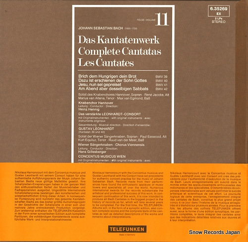 HARNONCOURT, NIKOLAUS / GUSTAV LEONHARDT bach; complete cantatas volume 11 6.35269/1-2(ISKW111/2)/SKW11/1-2 - back cover