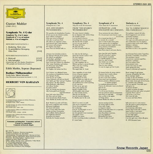 KARAJAN, HERBERT VON mahler; 4.symphonie 2531205