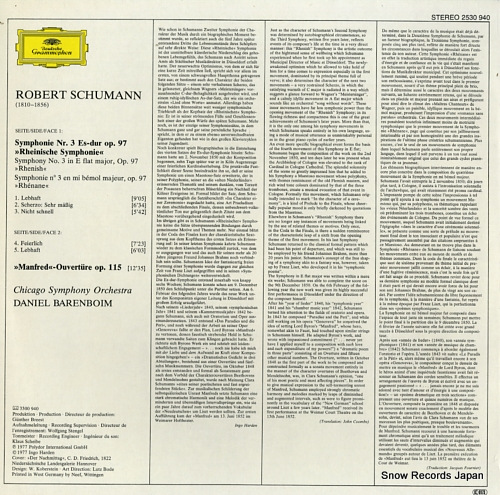 BARENBOIM, DANIEL schumann; symphonie nr.3, manfred-ouverture 2530940