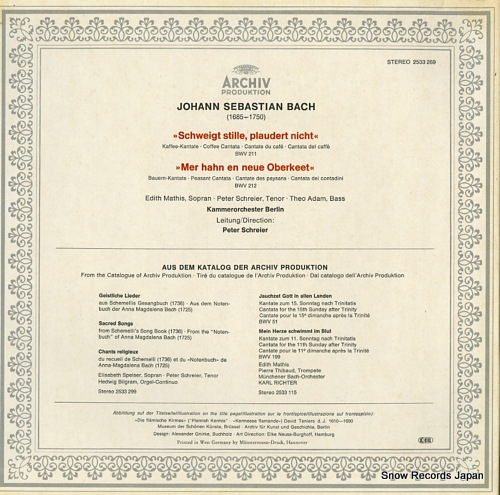 SCHREIER, PETER bach; kaffee-kantate / bauern-kantate 2533269 - back cover