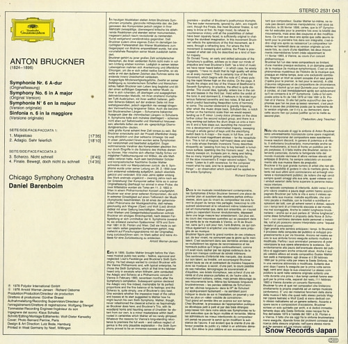 BARENBOIM, DANIEL bruckner; symphonie nr.6 2531043 - back cover
