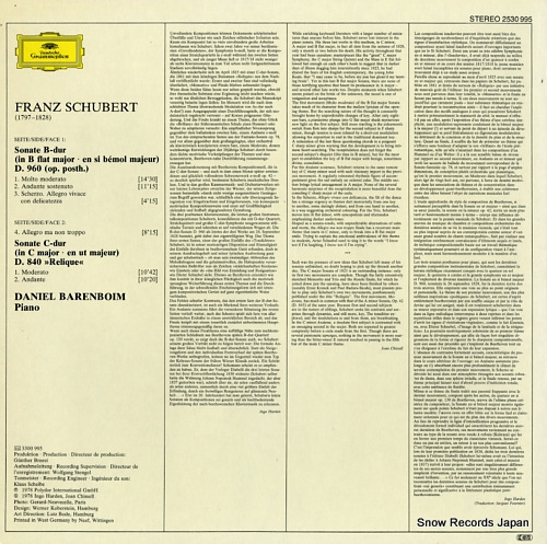 BARENBOIM, DANIEL schubert; piano sonatas in b flat major, in c major 2530995
